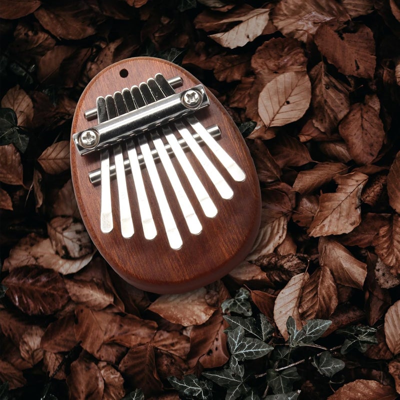 Uenhoy Mini Wood Kalimba Thumb Piano 8 Keys Finger Thumb Piano Musical Instruments, Portable Wooden Mbira Finger Piano for Piano Beginners, Oval - Image 4
